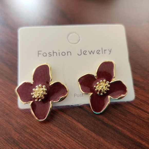Jewelry - New flower earrings 18k gold plated costume jewelry